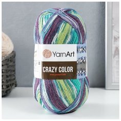 Пряжа "Crazy color" 25% шерсть, 75% акрил 260м/100гр (178 лимон-фиолет), 1шт Yarn Art