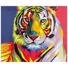 Алмазная мозаика 3D 40*50 см неонвый-тигр Нет бренда