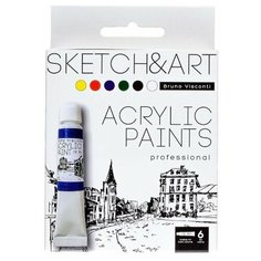 Акриловые краски SKETCH&ART 6 цв. 12 мл в коробке-пенале 70-0012 Bruno Visconti