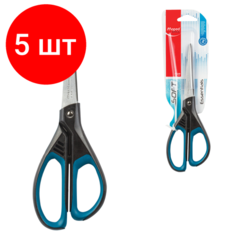 Комплект 5 шт, Ножницы MAPED"Essentials Soft", 210 мм, прорезиненные ручки, черно-синие, европодвес, 468310, 469210, 468310