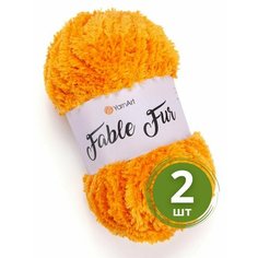 Пряжа для вязания YarnArt Fable Fur (ЯрнАрт Фейбл Фур) - 2 мотка 985 желток, меховая, 100% микрополиэстер, 100м/100г