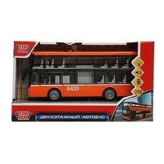 Машина пластик свет-звук Двухэтажный автобус 29см, оранжевый коробка (WY912AB-R-ORANGE) Технопарк