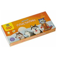 Пластилин 6 цветов 90 г, Мульти-пульти "Енот на Аляске", со стеком, картонная упаковка
