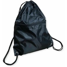 Сумка-мешок для сменной обуви / спортивной одежды с кармашком на молнии черный АвтоЕва.рф