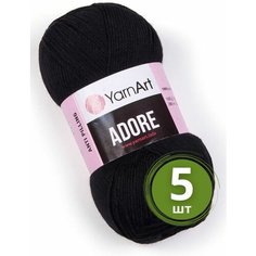 Пряжа YarnArt Adore (Адоре) - 5 мотков 354 черный, 100% акрил антипиллинг, 100 г 280 м