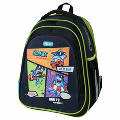 Ранец Först F-BASE "Shark party" 36*29*17см, 3 отделения, 2 кармана, анатомическая спинка (арт. 349565) Forst