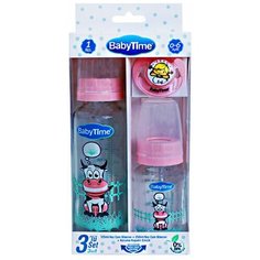 Набор бутылочек, бутылочка стеклянная, 2 бутылочки и пустышка Baby Time