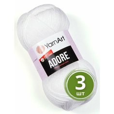 Пряжа YarnArt Adore (Адоре) - 3 мотка 330 белый, 100% акрил антипиллинг, 100 г 280 м