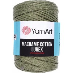 Пряжа YarnArt Macrame cotton lurex хаки-зеленый (741), 75%хлопок/13%полиэстер/12%металлик, 205м, 250г, 1шт