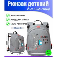 Рюкзак детский для мальчика, дошкольный, для малышей, в садик GRIZZLY (серый)