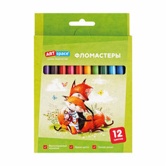 Фломастеры ArtSpace "Рисунки. Lovely animals", 12цв, смываемые, картон, европодвес - 6 шт. Спейс