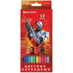 BRAUBERG Карандаши цветные brauberg star patrol , 12 цв, заточенные, картонная упаковка, 180532, 6 шт.