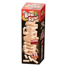 Игра настольная Башня "Бам-бум mini", неокрашенные деревянные блоки с заданиями, 10 королевство, 2790, 1 шт.