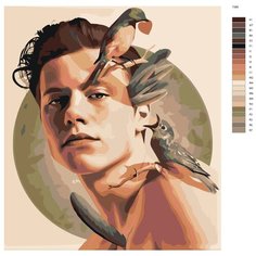 Картина по номерам Т385 "красивый парень И воробьи" 80Х90 Brushes Paints