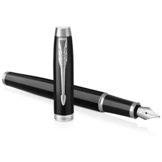 Ручка перьевая Parker IM Metal Black CT, толщина линии F, хром (S0856180) Черно-серебристый