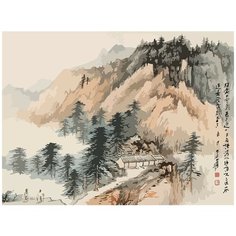 Картина по номерам на холсте Китайская живопись Гохуа Азия - 6603 Г 30x40