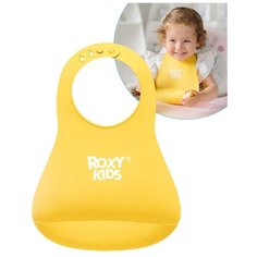 ROXY-KIDS нагрудник RB-402 мягкий с кармашком и застежкой, желтый