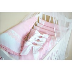 300-D Бортики в кроватку-DaEl kids-комплект в детскую кроватку "Зефирка" (цвет-розовый) (11 предметов)