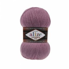Пряжа "Lanagold fine" 49% шерсть, 51% акрил 390м/100гр (28 сух. роза) Alize