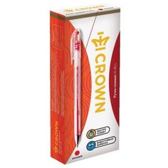 CROWN Набор гелевых ручек Hi-Jell, 0.35 мм, красный цвет чернил, 12 шт.