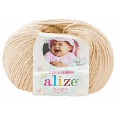 Пряжа Alize Baby Wool, 40 % шерсть, 40 % акрил, 20 % бамбук, 50 г, 175 м, 1 шт., 310 медовый
