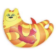 Мягкая игрушка антистресс Штучки, к которым тянутся ручки Кот Колбаскин, желтый, оранжевый