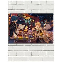 Картина по номерам игра Genshin Impact (Паймон, Лиза, Кейа, Делюк, Ху Тао) - 8162 Г 60x40