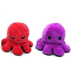 Мягкая игрушка/ Игрушка антистресс/ Осьминожка вывернушка/ Игрушка двусторонняя/ Осьминог перевертыш красный, фиолетовый Moo Moo
