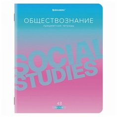 Тетрадь предметная "GRADIENT" 48 л, матовая ламинация, лак, обществознание, клетка, BRAUBERG, 404286 - 20 шт.