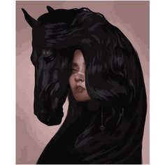 Картина по номерам "Девушка и лошадь" холст на подрамнике 40*50