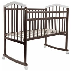 Кроватка MALIKA «Melisa-2 LUX» колесо-качалка без ящика, шоколад-белый Малика