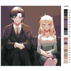 Картина по номерам W-283 "Аниме - Семья шпионов. Дэмиан Десмонд и Аня Фолджер" 70x70 Brushes Paints