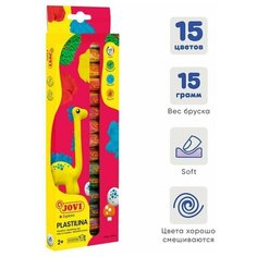 Пластилин на растительной основе 15 цветов 225 г, JOVI, картон, европодвес, для малышей