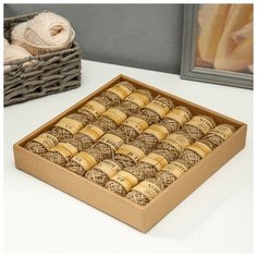 Тесьма декоративная текстиль "Джут натуральный" намотка 10 метров набор 24 шт 4,5х25х25 см Noname