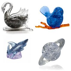 Игрушки для детей Головоломка комплект из 4х штук Идея подарка ребенку 8 марта Лебедь, Птичка на ветке, Акула, Сатурн Iq Toy