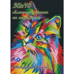 Алмазная мозаика на подрамнике 30х40 картина стразами Глазами кошки животные Цветной