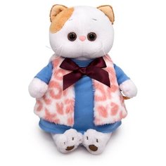 Мягкая игрушка BUDI BASA collection Кошечка Ли-Ли в меховом жилете, 24 см, белый/голубой