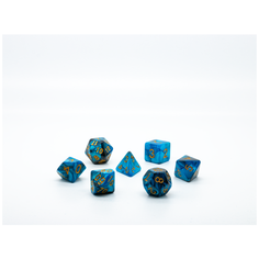 Набор кубиков для D&D (Dungeons and Dragons, ДнД, Pathfinder): Переливающиеся голубые Нет бренда