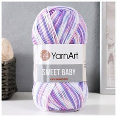 Пряжа "Sweet Baby" 100% акрил 300м/100г (904 лиловый-белый) Yarn Art