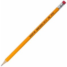 Карандаш чернографитный STAFF "EVERYDAY" BLP-724, 1 шт, НВ, с ластиком, корпус желтый, 181724