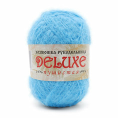 Пряжа для вязания DeLuxe, 50г, 140м (100% полипропилен) (синий), 5 мотков Хозяюшка рукодельница