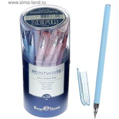 Ручка шариковая PointWrite Zefir, узел 0.38 мм, синие чернила, матовый корпус Silk Touch, микс Bruno Visconti