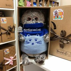 Мягкая игрушка 30 см Basik&Co Budi Basa в подарочной коробке - Кот Басик в свитере Кот