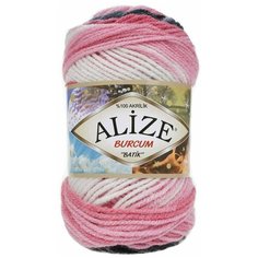 Пряжа ALIZE "Burcum Batik" цвет: 1602 белый-серый-розовый 100гр. 210м. (100% акрил) 1 шт