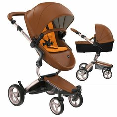 Детская коляска трансформер Mima Xari 2в1 Camel/Mango на шасси Rose Gold