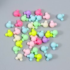 Бусины для творчества пластик "Мишка. Пастельные тона" набор 15 гр 1,1 см Нет бренда