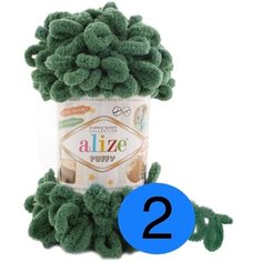 Пряжа Alize Puffy, 100 г, 9 м, 2 шт., 532 зелёная трава