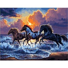 Картина по номерам Могучие жеребцы 40х50 см Hobby Home