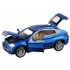 Машинка металлическая Автопанорама 1:32, BMW X6, синий, инерция, свет, звук, открываются двери, капот и багажник (JB1251394)
