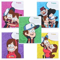 Тетрадь 18 листов, клетка, 5 видов микс, Гравити Фолз Disney
